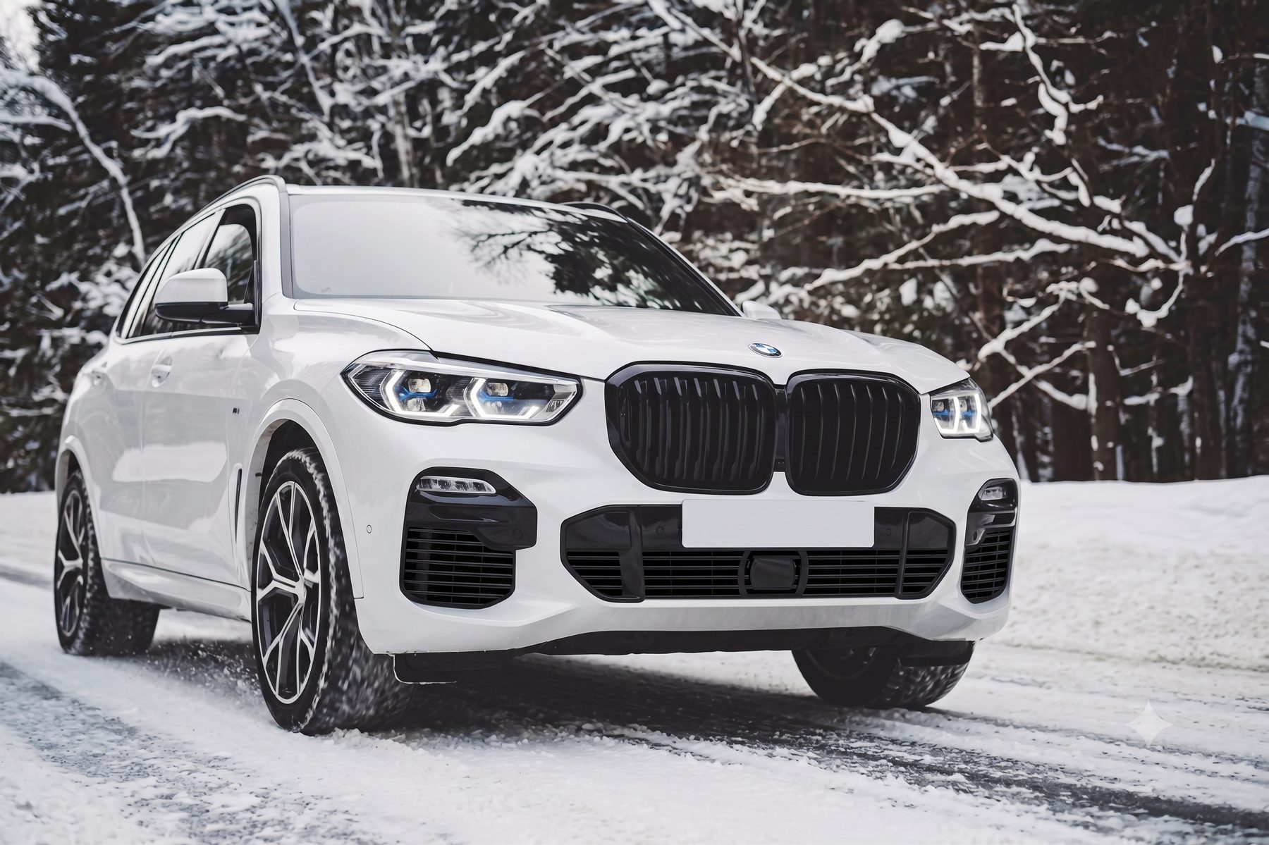 BMW X5 M Sport on a snowy Colorado mountain road